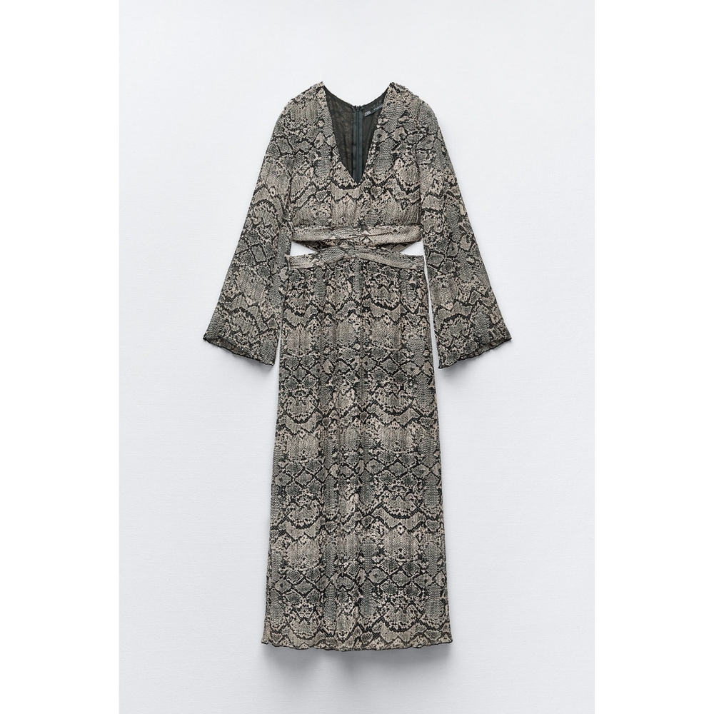 Zara snakeskin print cut out dress